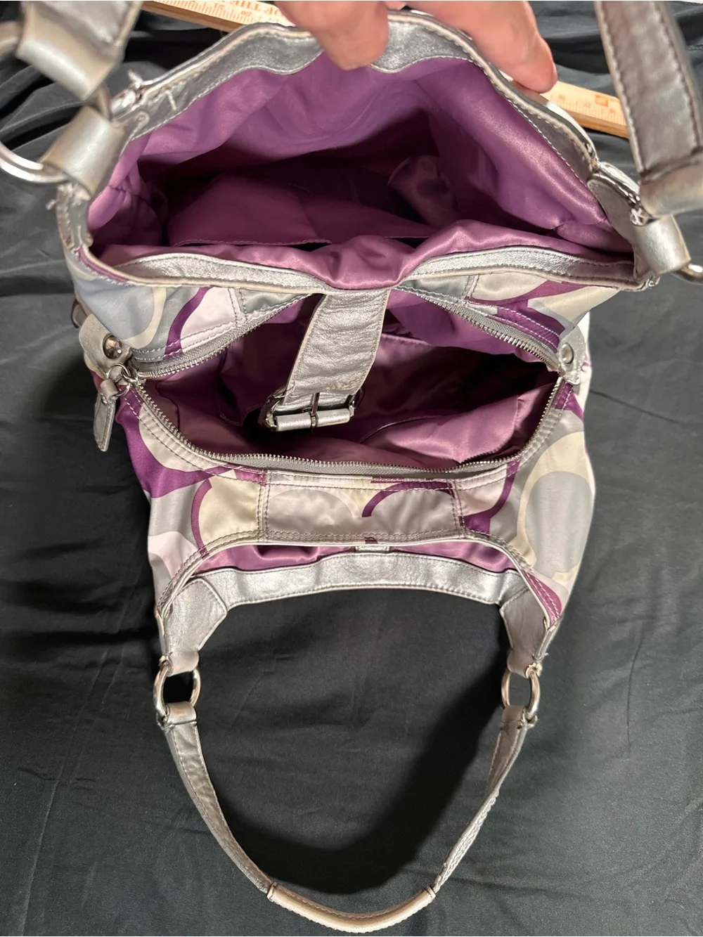 Coach Soho Scarf Print Shoulder Bag Purple Gray Silver Retro Y2K F17135 Vintage